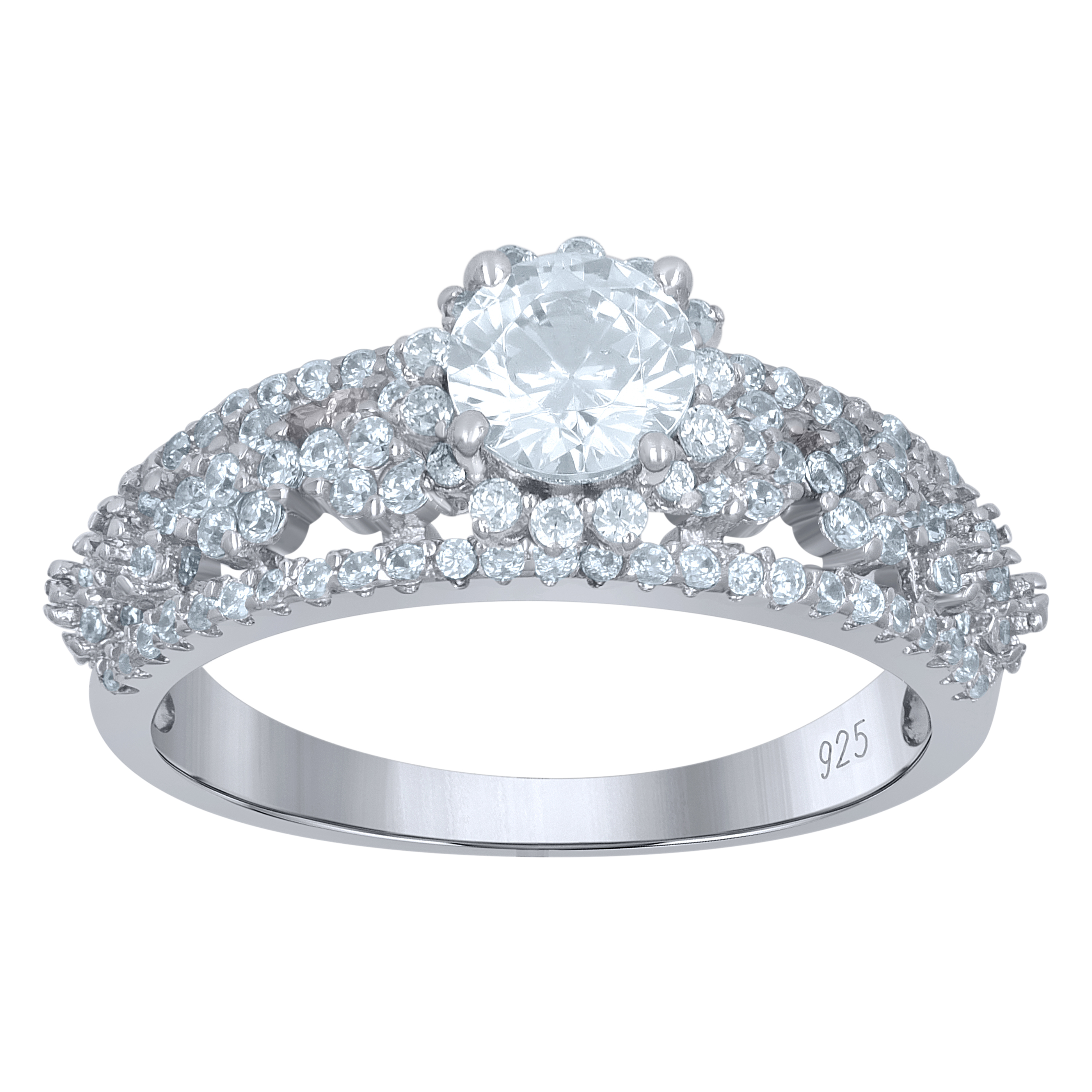 925 Sterling Silver Womens Solitaire Cubic-Zirconia Engagement Ring Size 6 60$